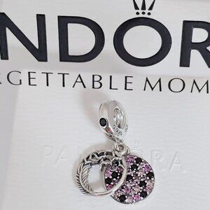Pandora Pavé Feather Dangle Charm Pendant S925 Sterling Silver with box